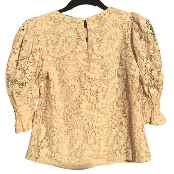 Sundance lace top womens XS cream blouse cottagecore fairy coquette boho puff - Picture 8 of 11